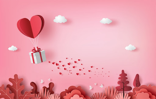 corações e balões em desenho para simbolizar livros sobre amor